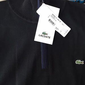 Lacoste men's half-zip sweater NWT black